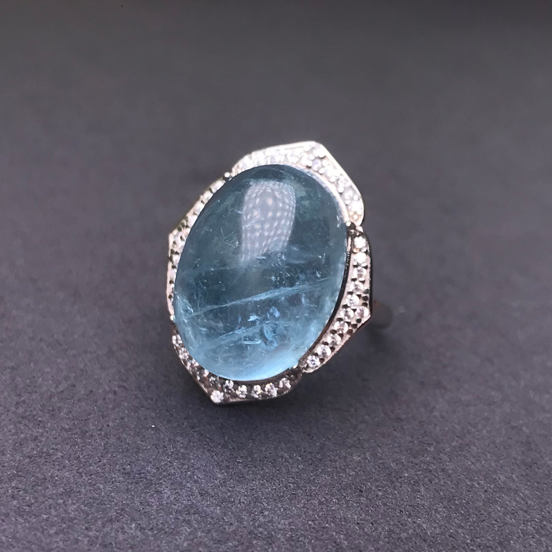 CSJ Big Stone Natural Aquamari - đánh giá và giá Turquoise Stone Ring