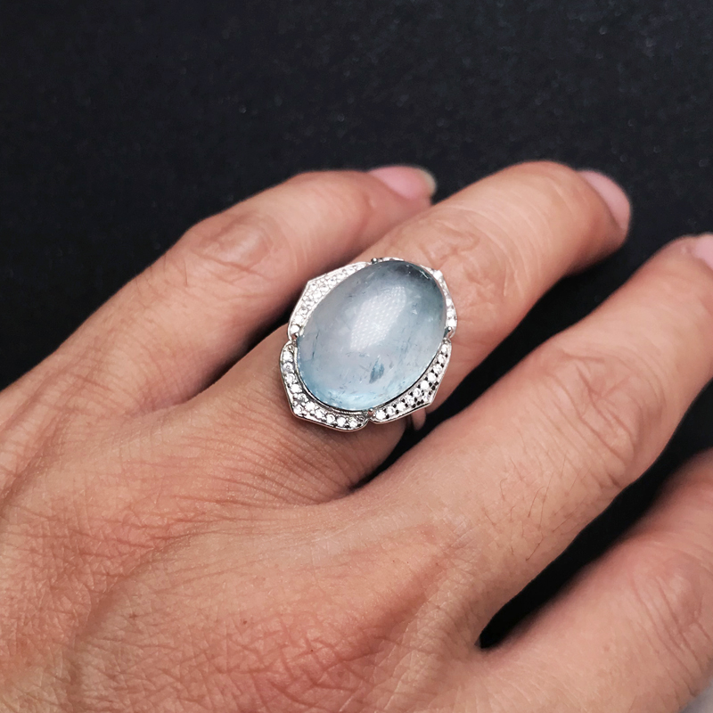 CSJ Big Stone Natural Aquamari - đánh giá và giá Turquoise Stone Ring